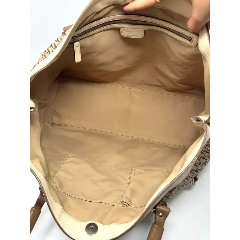 Dior Y2K John Galliano Monogram Detective Frame Beige Canvas Leather Bag